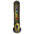 Incensario egipcio dourado 7 chakras Tutankamon 47177 vertical 22 cm em resina