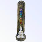 Incensario indiano dourado 7 chakras buda branco 47161 vertical 22 cm em resina