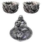 Incensário Mini Buda + 2 Porta Incenso Flor De Lótus Resina Incensário Mini Buda + 2 Porta Incenso Flor De Lótus Resina
