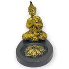 Incensário Mini Oval Buda mini dourado 5 cm em resina