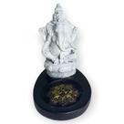 Incensário Mini Oval Ganesha branco e preto 5 cm em resina