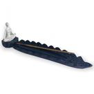 Incensário régua Yoga branco e preto 28 cm em resina
