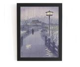 Incrivel Quadro Arte Japonesa Ponte Sob A Chuva 44x32cm