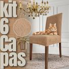 Indiana - Kit 6 Capas de Cadeira Linha Gold Anti Gato - Caramelo