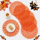 Individuales IcosaMro tejidas redondas de 15" color mandarina - Paquete de 6