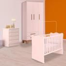 Infantil Berço, Cômoda 4P e Guarda Roupa Slim 3P 2G Rosa