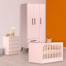 Infantil Berço Mini Cama, Cômoda e Guarda Roupa Retrô Rosa