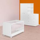 Infantil Berço Mini Cama e Guarda Roupa C/ Cômoda Branco