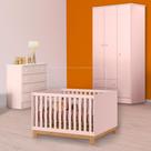 Infantil Berço Mini Cama Slim, Cômoda e Guarda Roupa Rosa