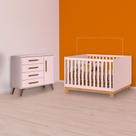 Infantil Berço Mini Cama Slim e Cômoda Sapateira Retrô Rosa