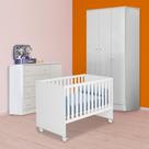 Infantil Berço Retro, Guarda Roupa e Cômoda Sapateira Branco