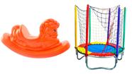 Infantil Pula Pula-Cama Elástica Barata 1,40m Pequena+ Unicórnio cavalinho Laranja 1 assento Gangorra Playground
