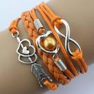 Infinity Love Heart Pearl Friendship Antigo Encanto de Couro