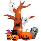 Inflável Halloween Gigante Árvore Assombrada Cemitério Fantasma Abobora 2,40 Metros Com LED