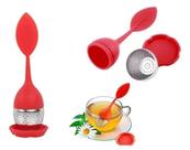 Infusor De Chá Silicone E Metal Com Base De Silicone Folha