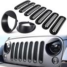 Inserções em tela para grade frontal e capas dos faróis para Jeep JK E-cowlboy