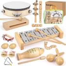 Instrumentos musicais para crianças: 23 peças de madeira com saco