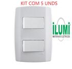 Inter. emb. 1ts+1tp slim branco 8023 ilumi kit 5 peças
