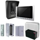 Interfone Video Porteiro Wifi Wireless Via App Intelbras Allo Wt7 Lite e Fechadura Eletroima Suporte