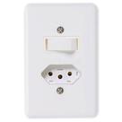 Interruptor 1 Tecla Simples + 1 Tomada 2 Polos + Terra c/ Placa Stylus 6A/20A 250V 4x2 - Ilumi