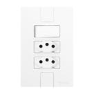 Interruptor 1 Tecla Simples + 2 tomadas 10A Caprice Modular Pluzie 4x2