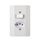 Interruptor 1 Tecla Simples + Tomada 10A - Linha Millenium - Mectronic - STR-E6M