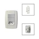 Interruptor 2 Teclas Com Tomada 3 Pinos 10A 250V 4x2 Branco
