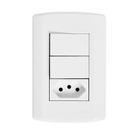 Interruptor 2 Teclas Simples + Tomada 10A Pluzi Modular Pluzie Branca 4x2 250V Interruptor 2 Teclas Simples + Tomada 10A Pluzi Modular Pluzie Branca 4x2 250V