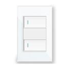 Interruptor 2 Teclas Tipo Pulso Vidro Temperado Branco Interruptor 2 Teclas Tipo Pulso Vidro Temperado Branco