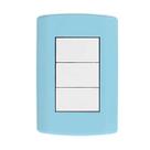 Interruptor 3 Teclas Simples azul Pluzie Pluzi Modular 4x2