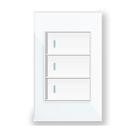 Interruptor 3 Teclas Tipo Pulso Vidro Temperado Branco