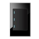 Interruptor 3 Teclas Tipo Pulso Vidro Temperado Preto