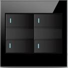 Interruptor 4 Teclas Tipo Pulso Vidro Temperado Preto