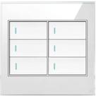 Interruptor 6 Teclas Tipo Pulso Vidro Temperado Branco
