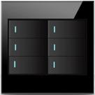 Interruptor 6 Teclas Tipo Pulso Vidro Temperado Preto
