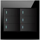 Interruptor 6 Teclas Vidro Temperado Preto