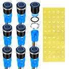 Interruptor com botão de pressão DaierTek 19 mm 12 V com LED azul x8