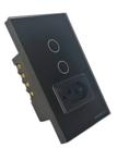 Interruptor com Tomada Preto 2 teclas Novadigital Wi-Fi
