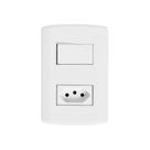 Interruptor de 1 Tecla Simples e Tomada 2P+T 20A , Modular, com Placa 4x2 e Suporte Branco Interruptor de 1 Tecla Simples e Tomada 2P+T 20A , Modular, com Placa 4x2 e Suporte Branco