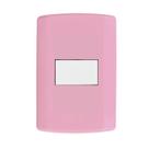 Interruptor de 1 Tecla Simples, Modular, com Placa 4x2 e Suporte Rosa
