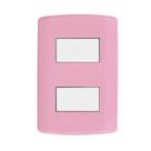 Interruptor de 2 Teclas Simples, Modular, com Placa 4x2 e Suporte Rosa/Branco