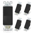 Interruptor de luz ELEGRP de polo único 15A 120-277V (pacote com 5 unidades pretas)