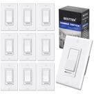 Interruptor de luz mais escuro BESTTEN, pacote com 10 unidades, monopolar/3 vias, 120 V