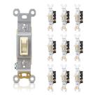 Interruptor de luz seletor TOPELER 15A 120V, pólo único, pacote com 10 unidades, marfim