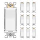 Interruptor de luz ThunderWay, decorador de 3 vias, branco brilhante (pacote com 10) Interruptor de luz ThunderWay, decorador de 3 vias, branco brilhante (pacote com 10)