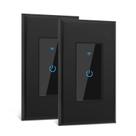 Interruptor de luz WiFi Smart Switch Lesim de 2,4 GHz, pacote com 2 unidades, preto