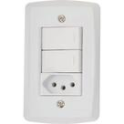 Interruptor Duplo Simples 4X2 com 2 Teclas + 1 Tomada 2P+T 10A 250V 57145/073 Branco Tramontina