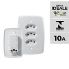Interruptor e Tomada Pluzie Ideale 10A 20A 4x2 Tripla Linha Fácil Certificada Inmetro OEM