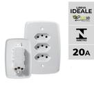 Interruptor e Tomada Pluzie linha Ideale 10A 20A 4x2 Modelos:Tomada Tripla linha Fácil 20A