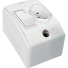 Interruptor Externo Perlex Retangular Branco 1 Simples+Tomada 20A 170/15Brc/10 - Kit C/10